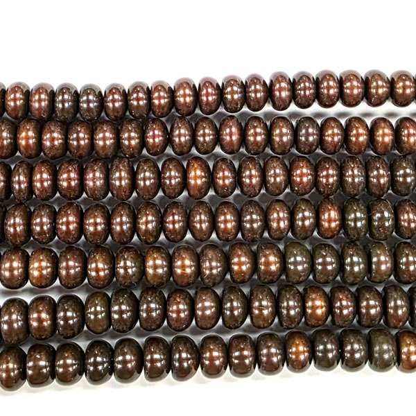 FRESHWATER PEARL RONDELLE 7-8MM DARK CHOCOLATE BROWN